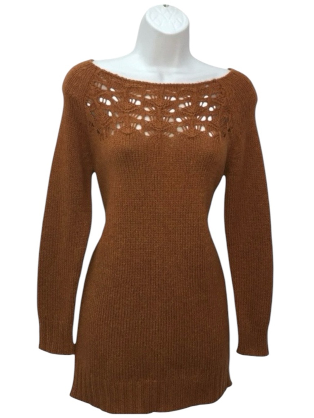 Anthropologie MOTH Wool Alpaca Blend Knit Tunic Burnt Orange Sweater Women’s XS